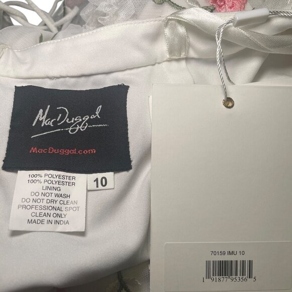 Mac Duggal 70159 Floral Embroidered Gown Ivory Multicolor Lace Back Size 10 NWT - Picture 6 of 6